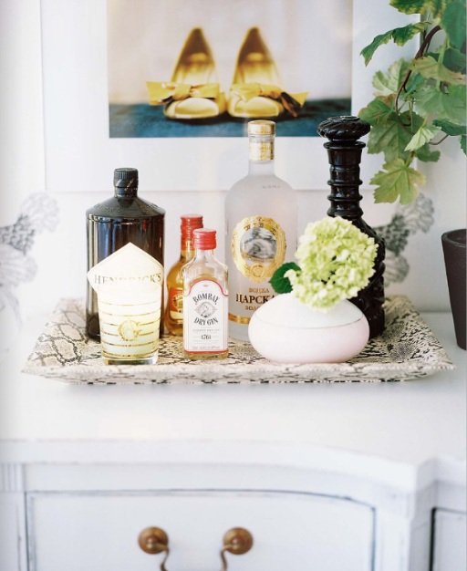 bar credenza dining room liquor snakeskin tray michelle adams