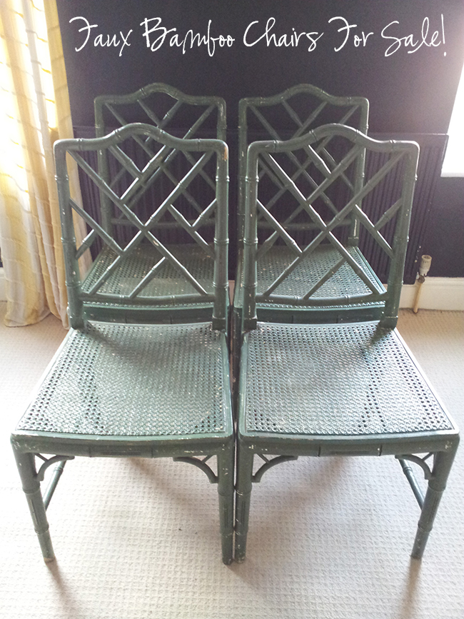 For Sale:  Four Chinoiserie Chippendale Faux Bamboo Chairs