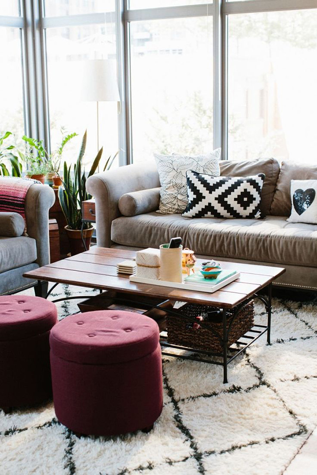 living room pouf marsala