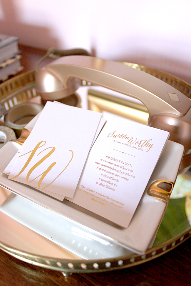 Becky Lord Design - Swoon Worthy business cards gold leaf