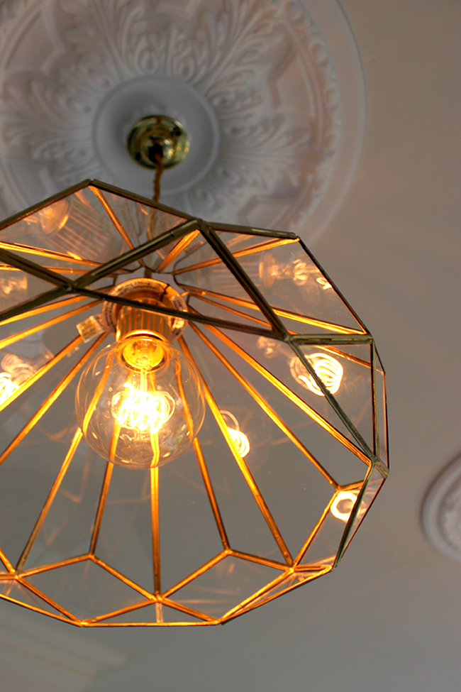 DIY Brass and Glass Kitchen Pendants - Swoon Worthy