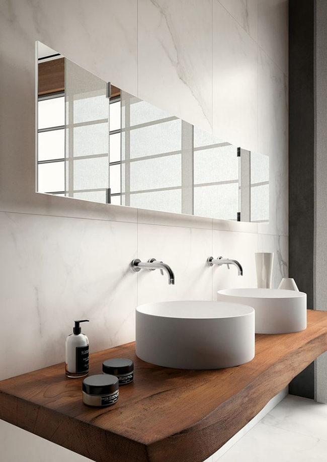 calacatta marble porcelain bathroom