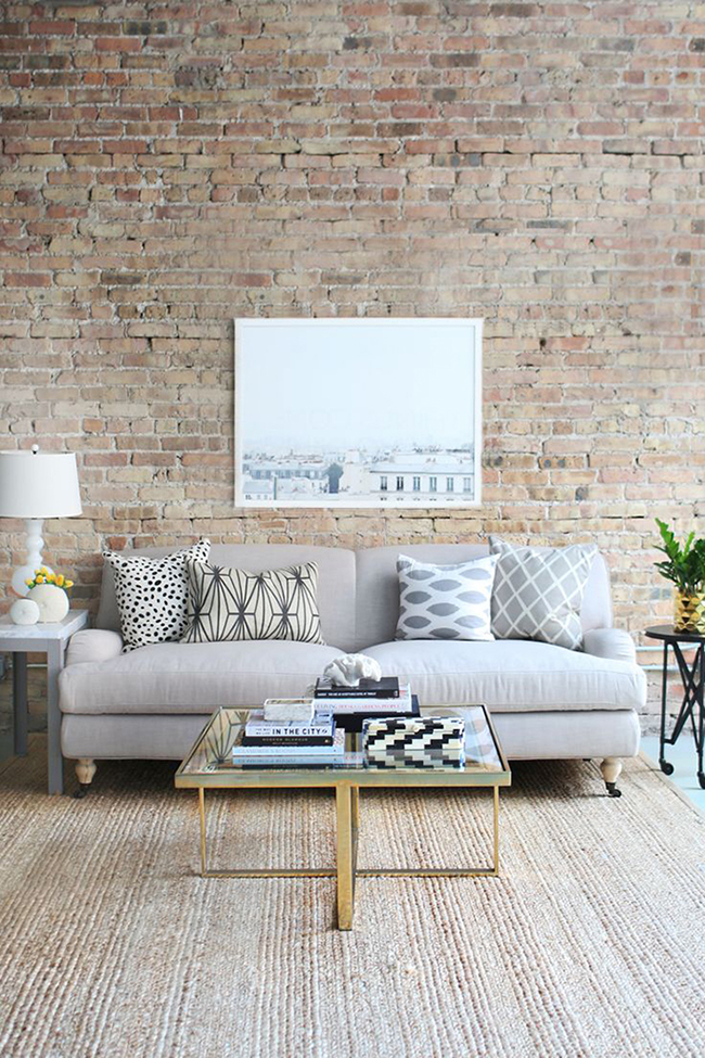 sw exposed brick wall living room