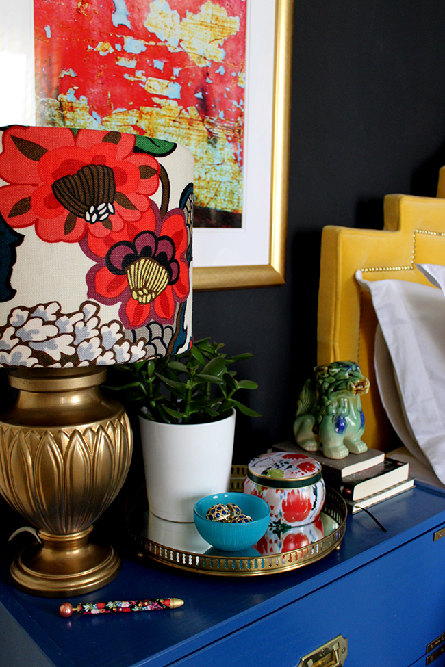 Does your bedroom follow a Boho Brights theme? Find out how to style a bedside table to match!