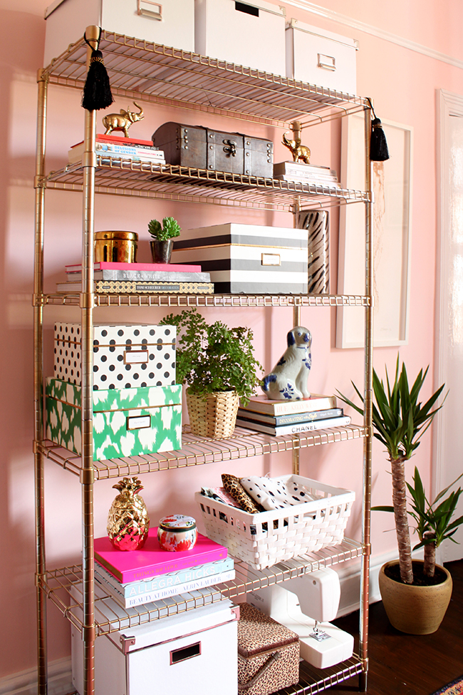 Swoon Worthy - Brass Ikea office shelving