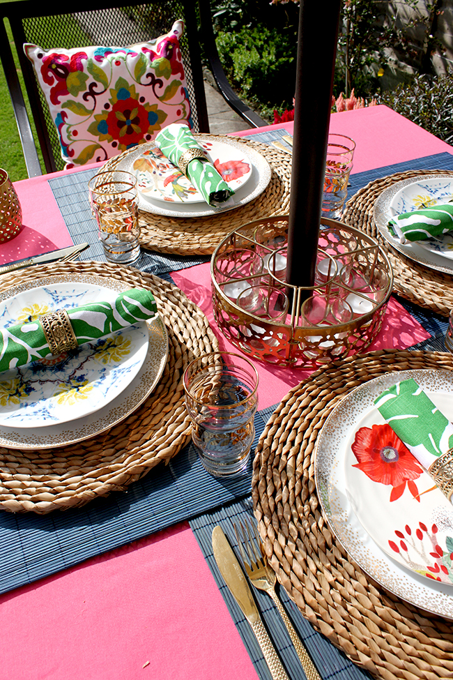 Eclectic Boho Glam Garden Reveal - Swoon Worthy - Boho Brights Table Setting