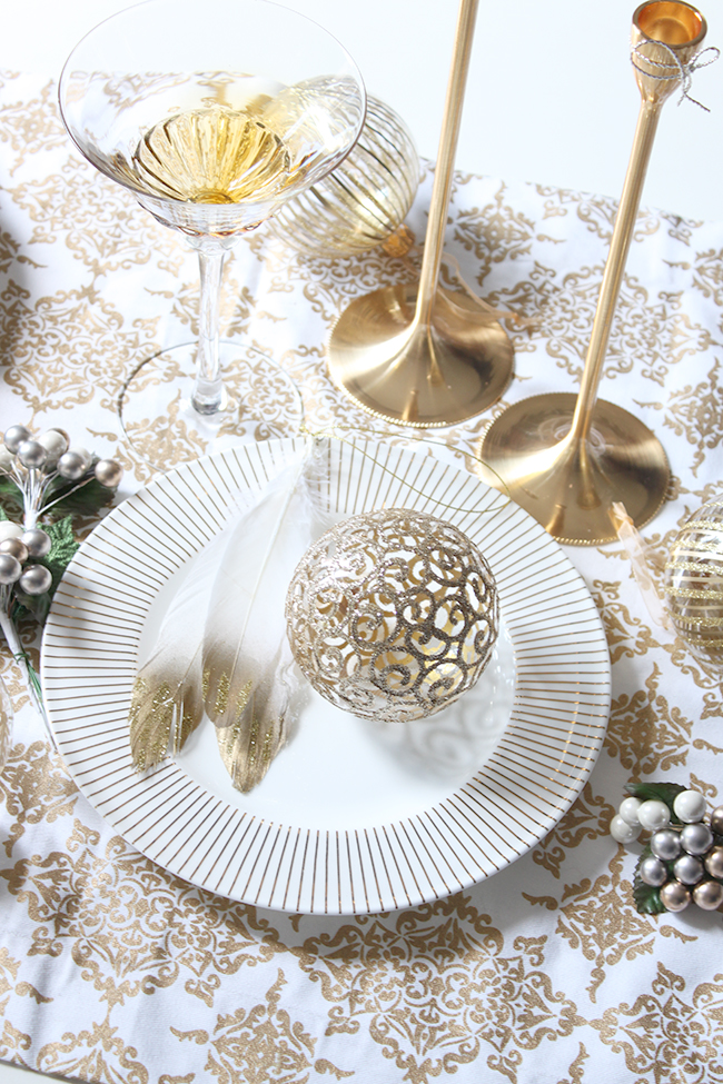 Christmas preparations - gold plates and baubles