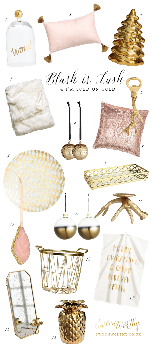 Gold and Blush Pink Buying Guide HM Home - Swoon Worthy