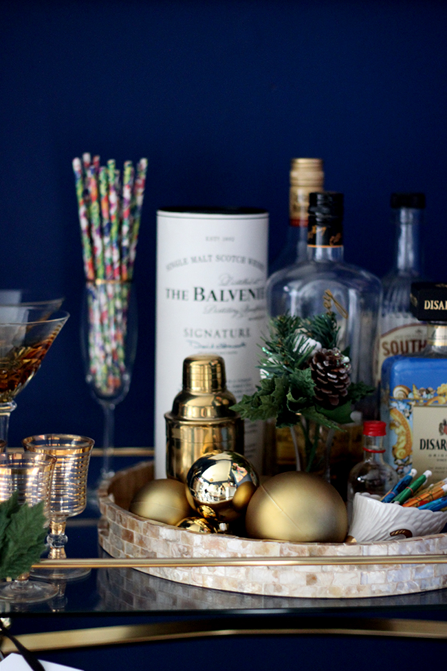 Swoon Worthy - Christmas Dining Room bar cart - see more at www.swoonworthy.org 