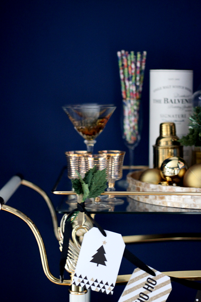 Swoon Worthy - Christmas Dining Room bar cart - see more at www.swoonworthy.org