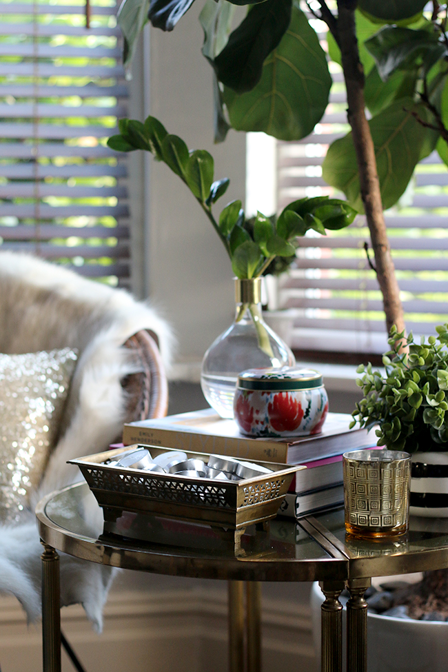 Swoon Worthy - Goals for 2016 - brass side table vignette with plants