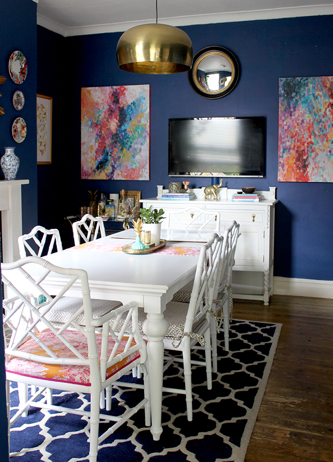 Swoon Worthy dining room with DIY abstract paintings