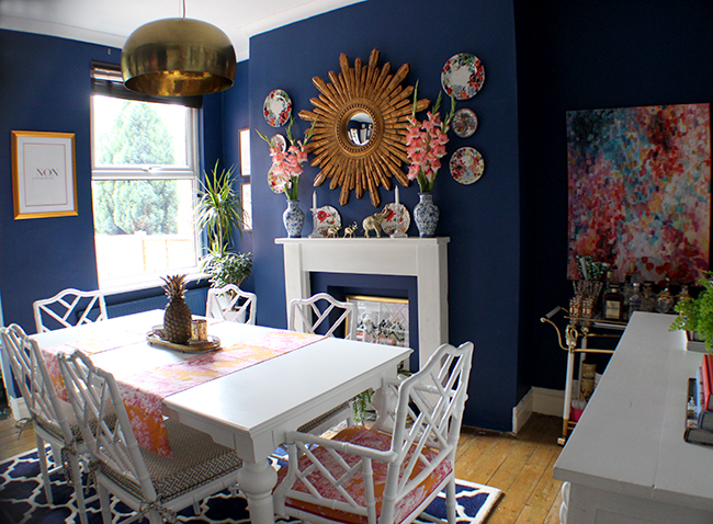 Swoon Worthy dark blue dining room