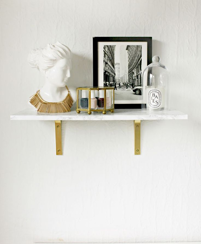 Shannon Burlap and Lace DIY marble shelf