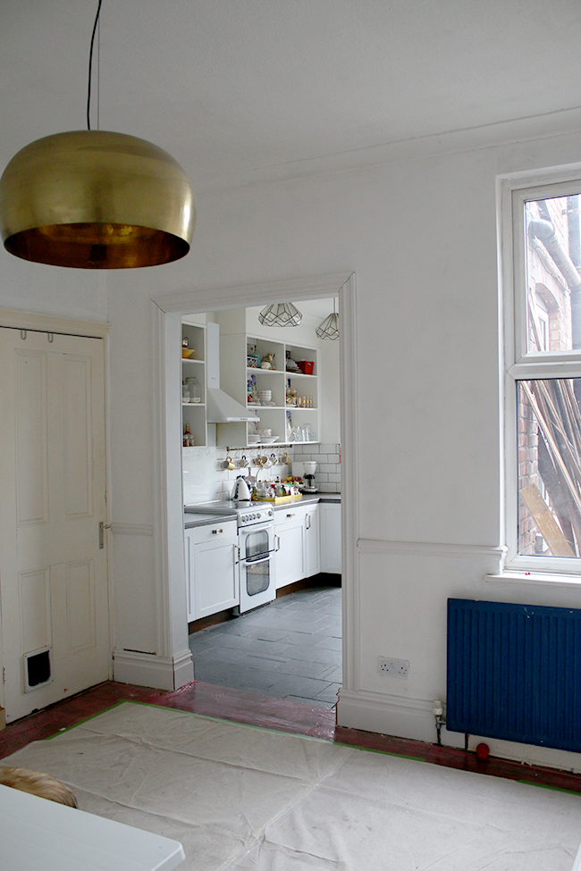 dining room remodel - installing skirting boards - see more at www.swoonworthy.org