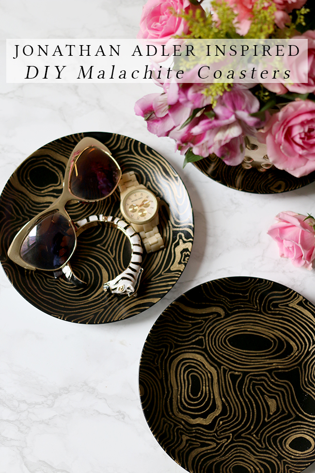 Jonathan Adler Inspired DIY Malachite Coasters feature image