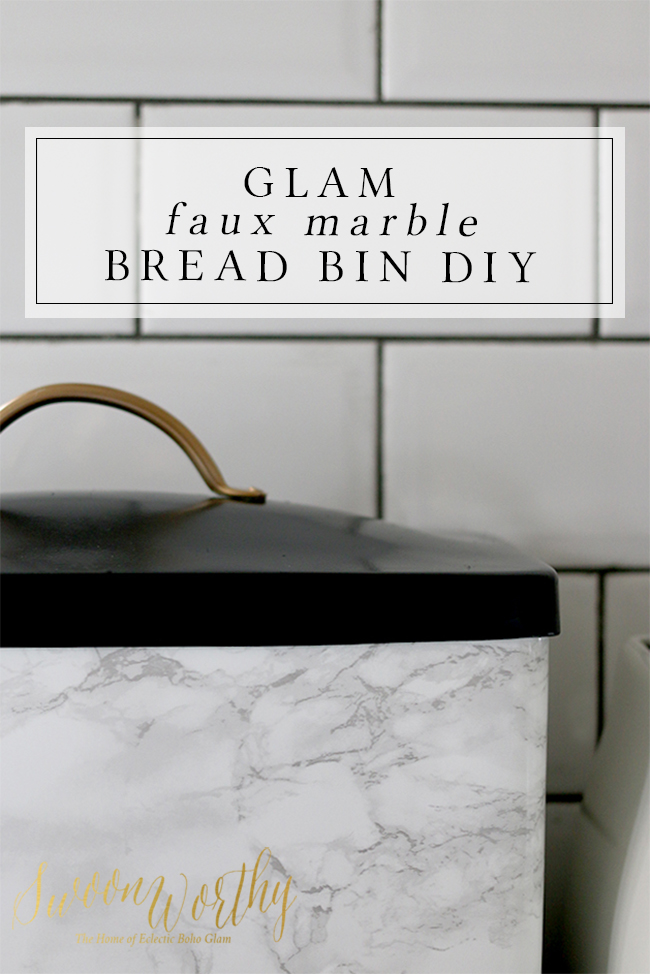 I looked for a glamorous bread bin and when I couldn't find one, I decided to make it! Check out my simple faux marble DIY bread bin tutorial.