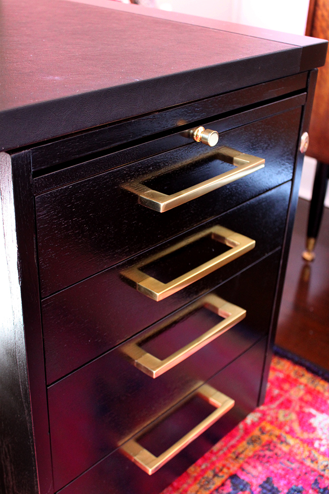 brass cupboard pulls on desk