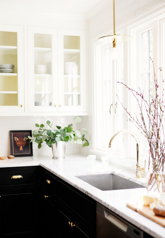 black and white kitchen