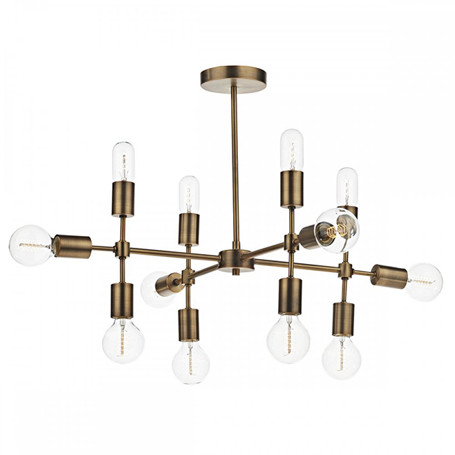 brass light fitting with 12 lights