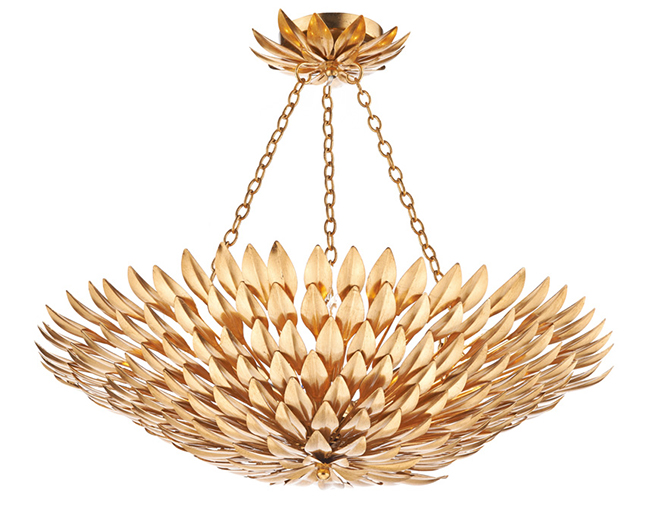 Dar VOL5435 Volcano 5 Light Gold Leaf Ceiling Pendant