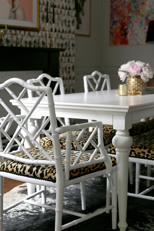 leopard print chinese chippendale chairs