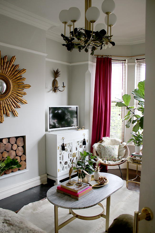 eclectic boho glam living room