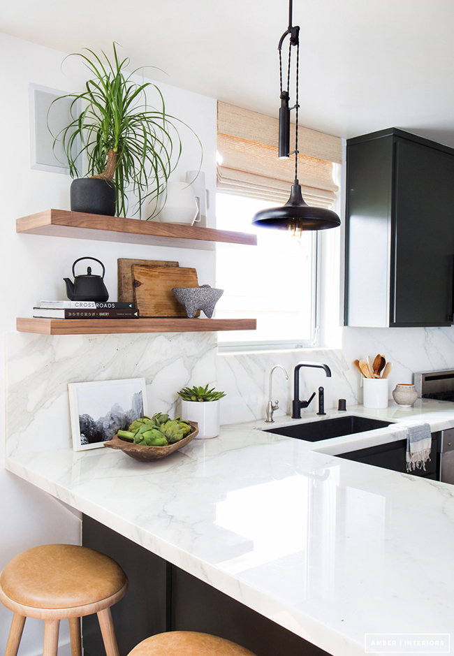 black-white-and-wood-kitchen-with-black-faucet