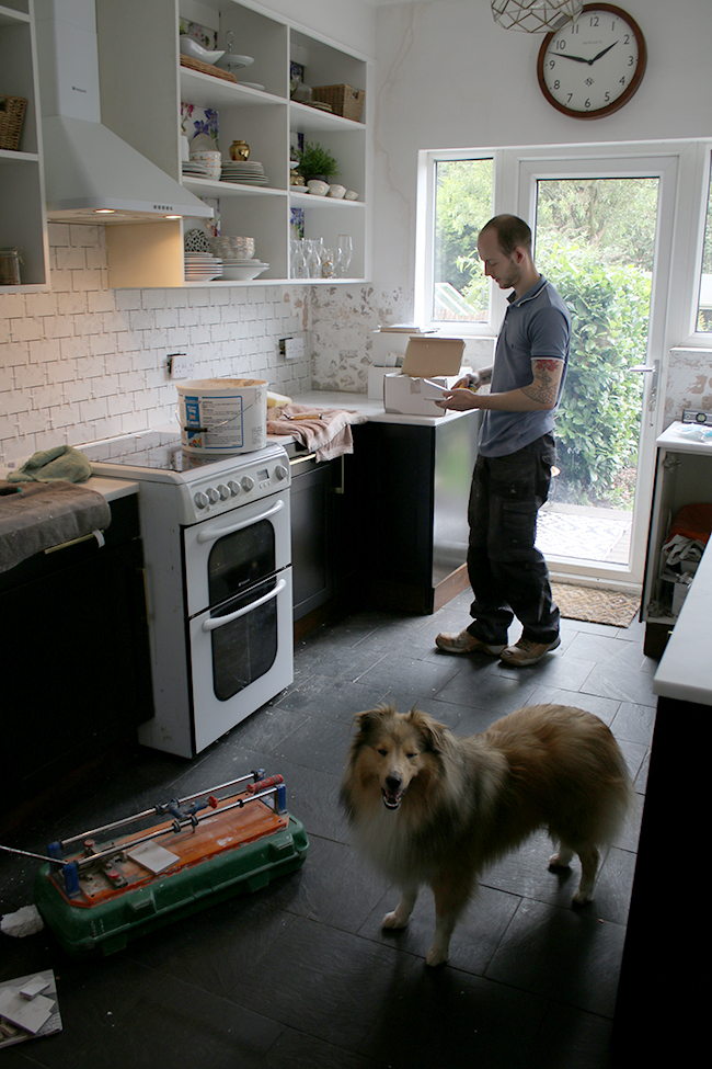 Tiling work in the kitchen with help from Tile Mountain