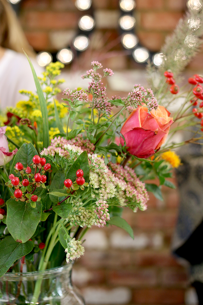 closeup of flower arrangement at Houzz