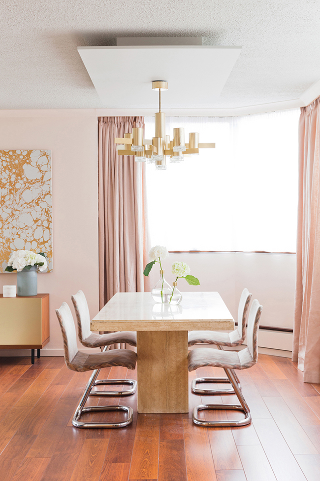 Dining room blush pink interior inspiration 