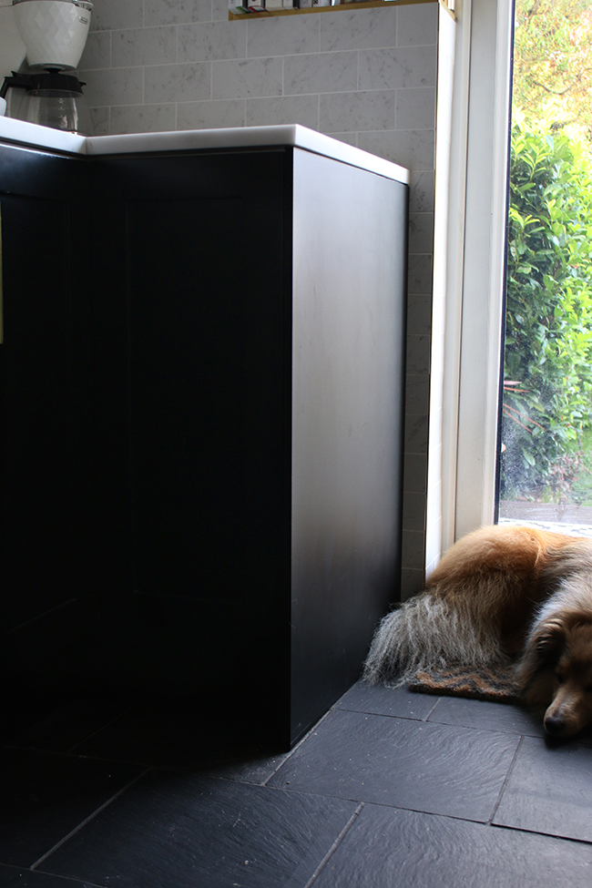 black kitchen cupboards with gold hardware