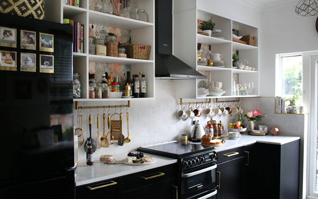 The REVEAL of our Black White and Gold Kitchen