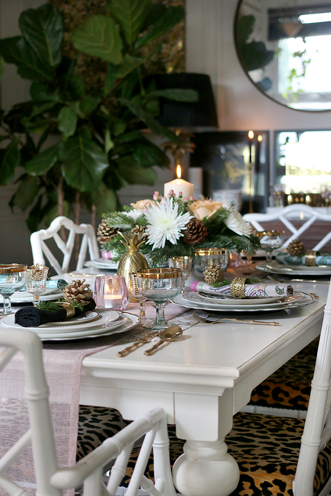 How to create a glam Christmas table setting on a budget with blush pink and gold