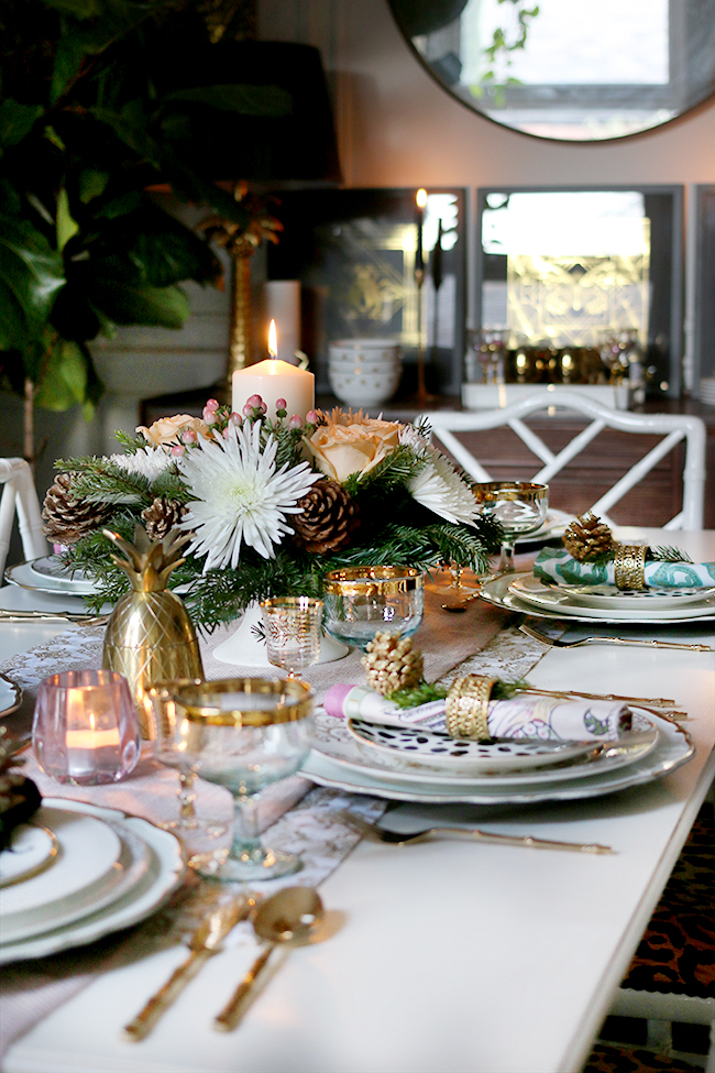 How to create a glam Christmas table setting on a budget with blush pink and gold