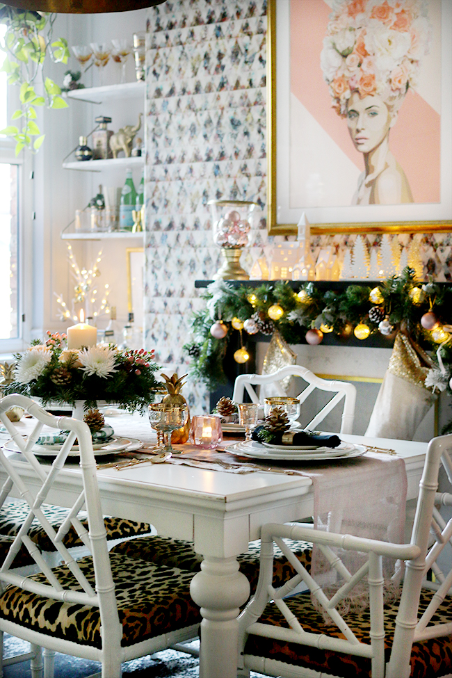 How to create a glam Christmas table setting on a budget with blush pink and gold