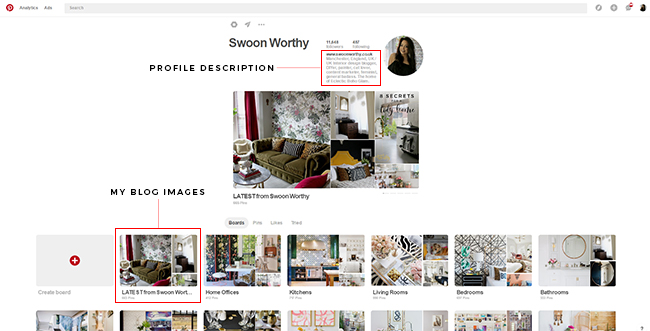 Swoon Worthy profile page on Pinterest