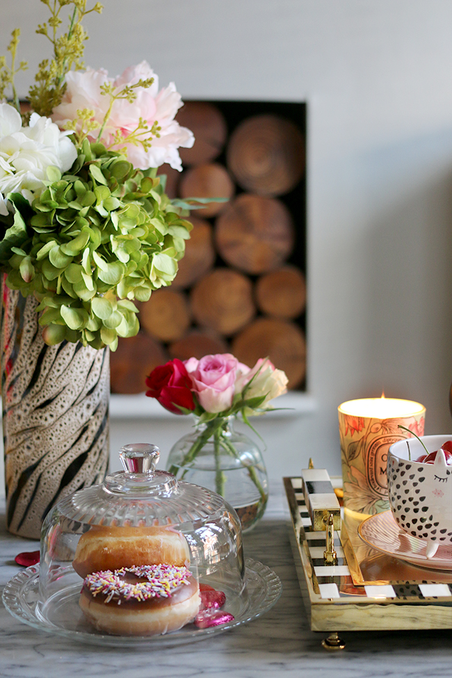 style a coffee table for Valentine's Day