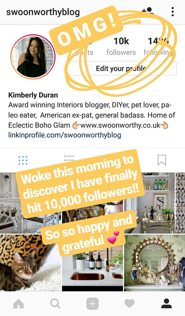 10k followers on Instagram swoonworthyblog