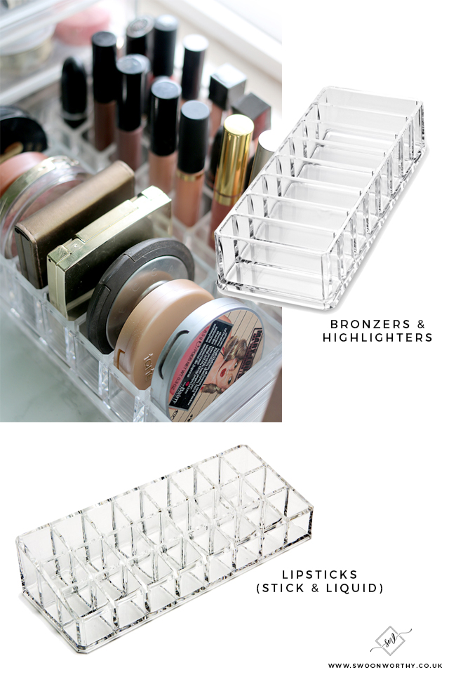 Find out how to organise your lipstick and compact storage to make your make collection sleeker!