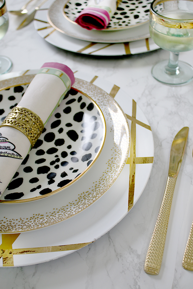 If you're hosting a dinner party my gold DIY Charger Plates are perfect for adding a touch of glam!