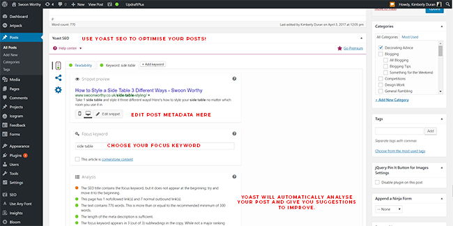 How to Use Yoast to optimise your blog posts