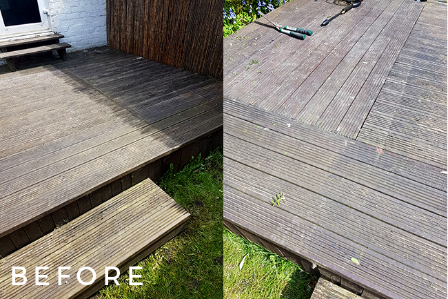 decking before cleaning and painting