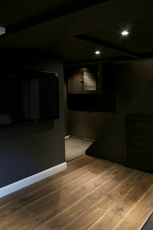 dark cellar remodel in Farrow and Ball's Tanner Brown