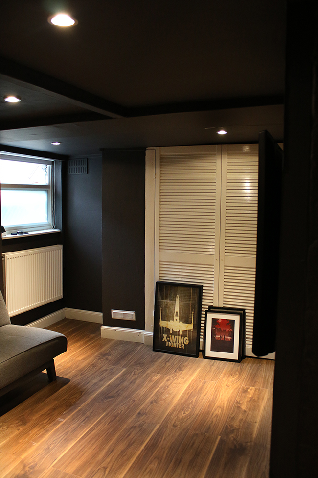 dark cellar remodel in Farrow and Ball's Tanner Brown