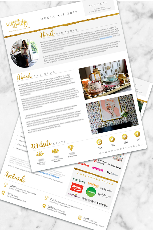 Find out how to Create a Media Kit that gets results and check out an example of my own.