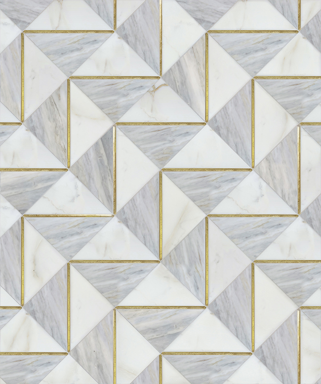 Mosaique Surface Dominion Ludlow blue marble and brass inlay tiles