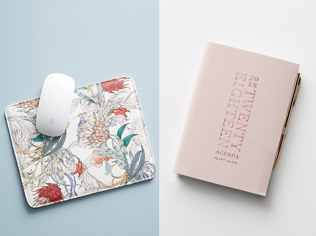 Anthropologie mouse pad and yearly planner