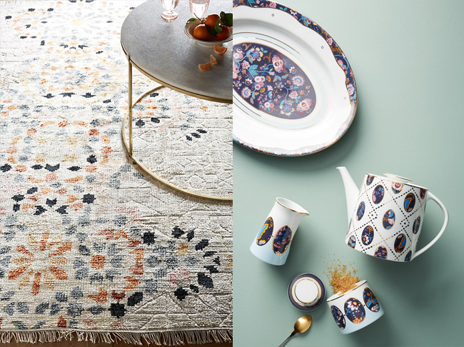 rug and liberty tea set from Anthropologie