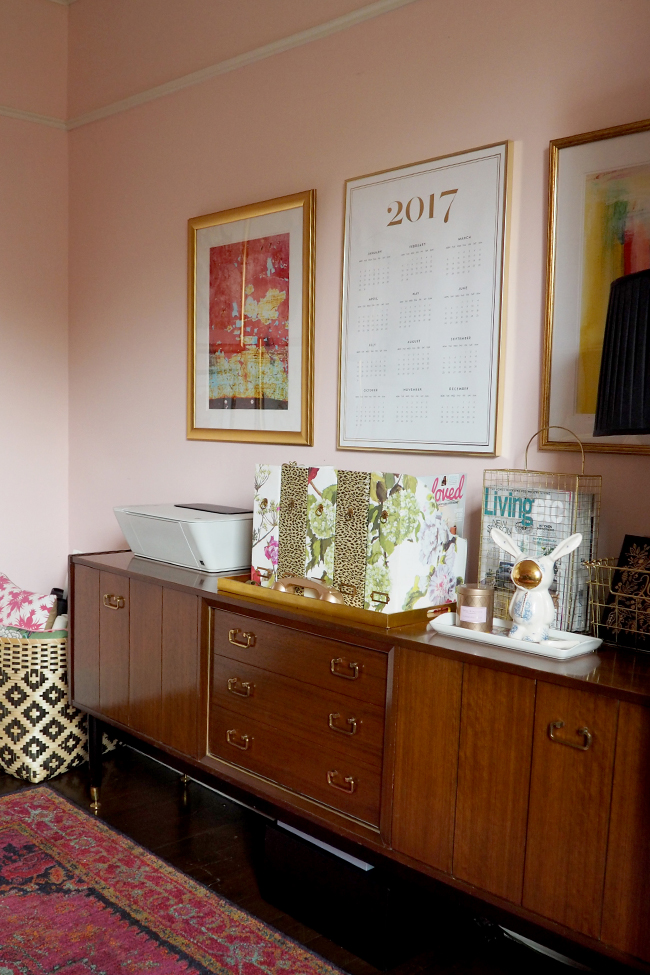 mid century modern sideboard in office